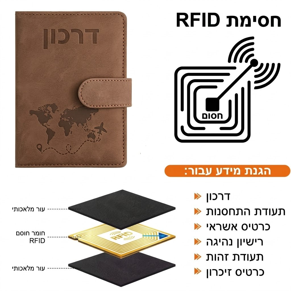 MediGuard TravelDoc™ - נרתיק דרכון עם הגנת RFID